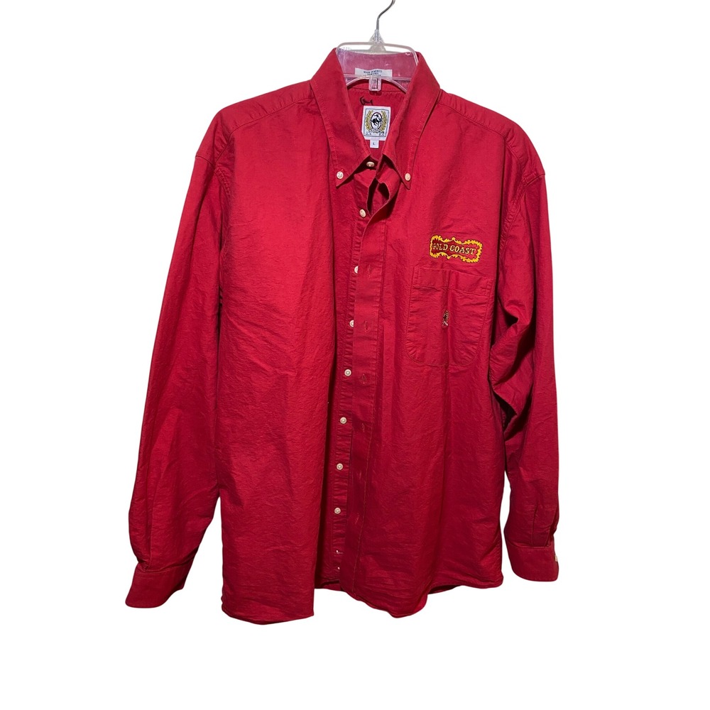 Cinch Mens Red Gold Coast Embroidered Button Down Long Sleeve Shirt Large‎ L